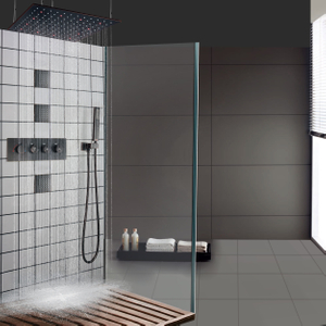 20 Inch Oil Rubbed Bronze LED Thermostatic Shower System Mixer Taps Rainfall Shower