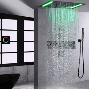 Oil Rubbed Bronze Massage Shower System Set For Bathroom Rooms Thermostatic Shower Kit 14 X 20 Inch Ceil Rain Shower Head