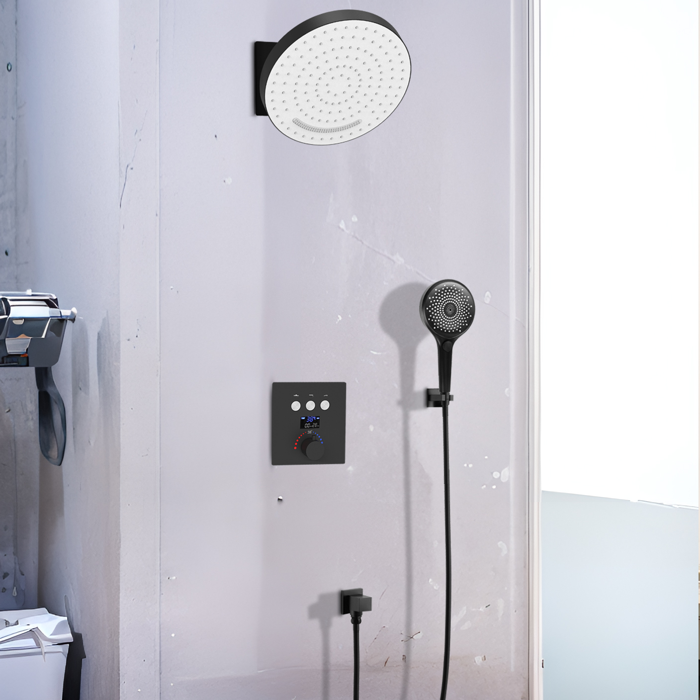 Bronze Shower Suite Rain Shower Thermostatic Black Tripper Bathroom Wall -mounted Bath Tank Shower Head System