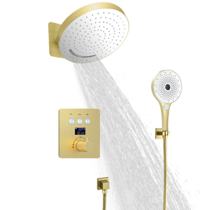 Constant Temperature Mixed Diversion Valve Bath Water Faucet Suite Wall -mounted Rainwater Shower Wall Hanging Head Top Shower