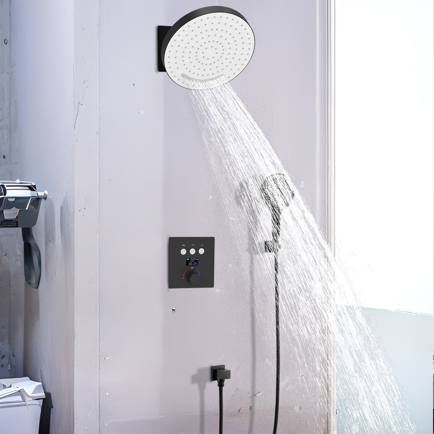 Bronze Shower Suite Rain Shower Thermostatic Black Tripper Bathroom Wall -mounted Bath Tank Shower Head System