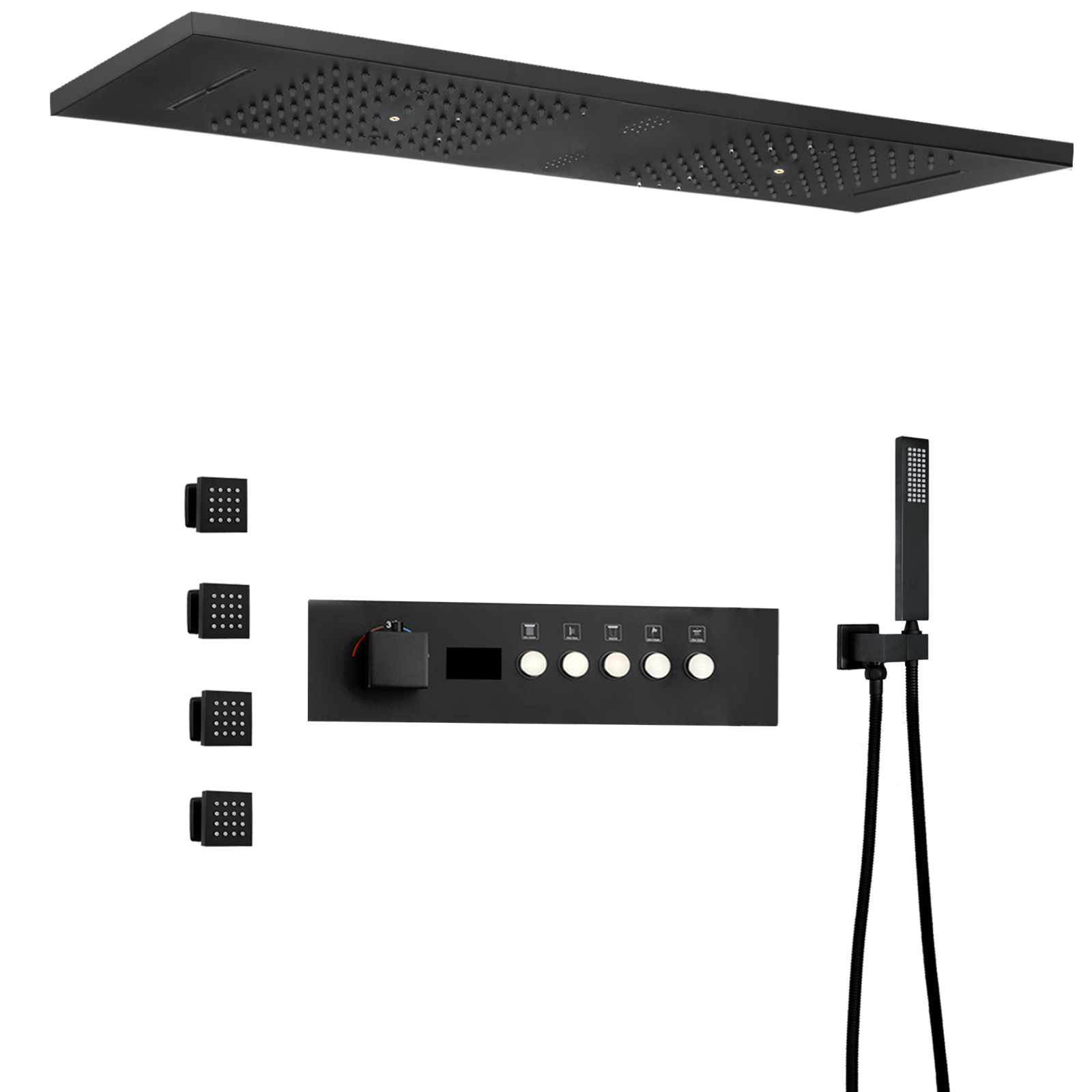 Ceiling Music Player Black Dark Driving Show Set Bathroom Bathroom Multifunctional LED Rainwater Remaining System Band Bottills