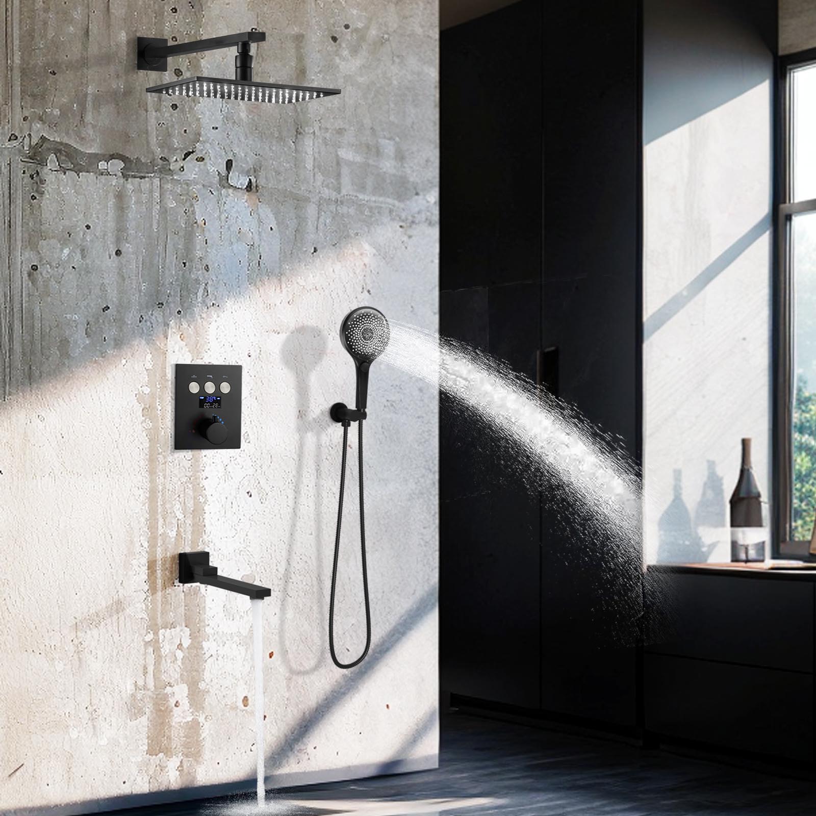 Wholesale LED Shower System Wall -mounted Rain Shower Head Black Shower Head Set