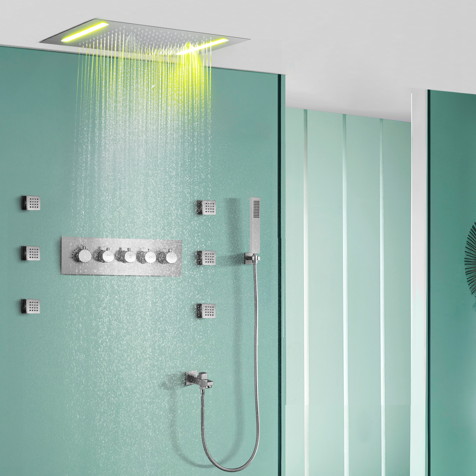 Rain Shower Hidden Bath Shower Temperature Temperature Temperature Massage Shower 20x14 -inch Large Bath Jacking System