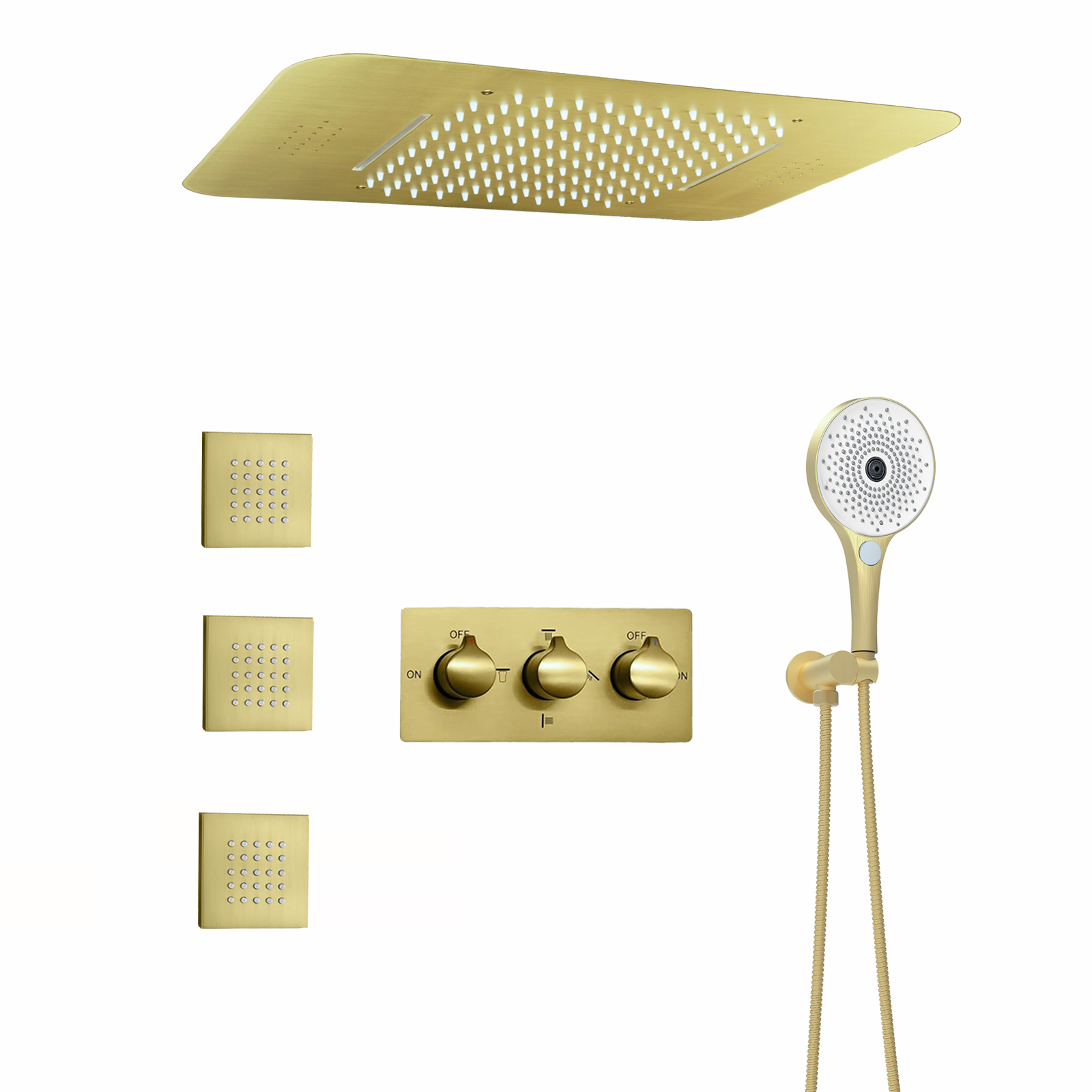 Modern Ceiling Bathroom LED Music Rain Jet Kit System Hidden Constant Temperature Shower Water Faucet System Jet Kit