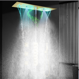 Bathroom Conceald Ceiling Mounted ShowerHead Spa Rainfall Mist Massage LED Shower Panel Head With Body Jet