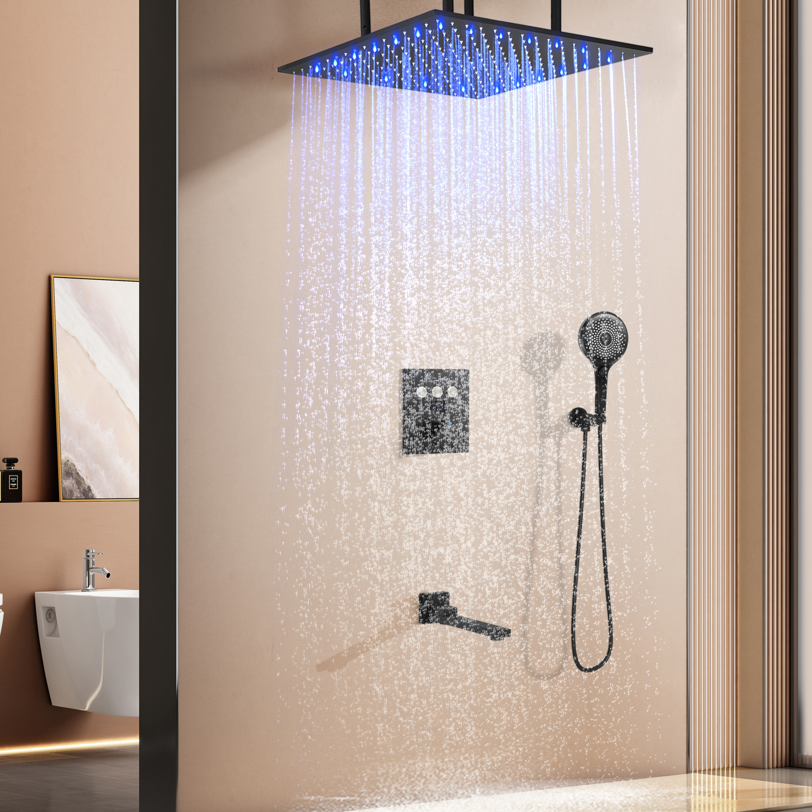 LED Shower Head Set - Stainless Steel Shower Head