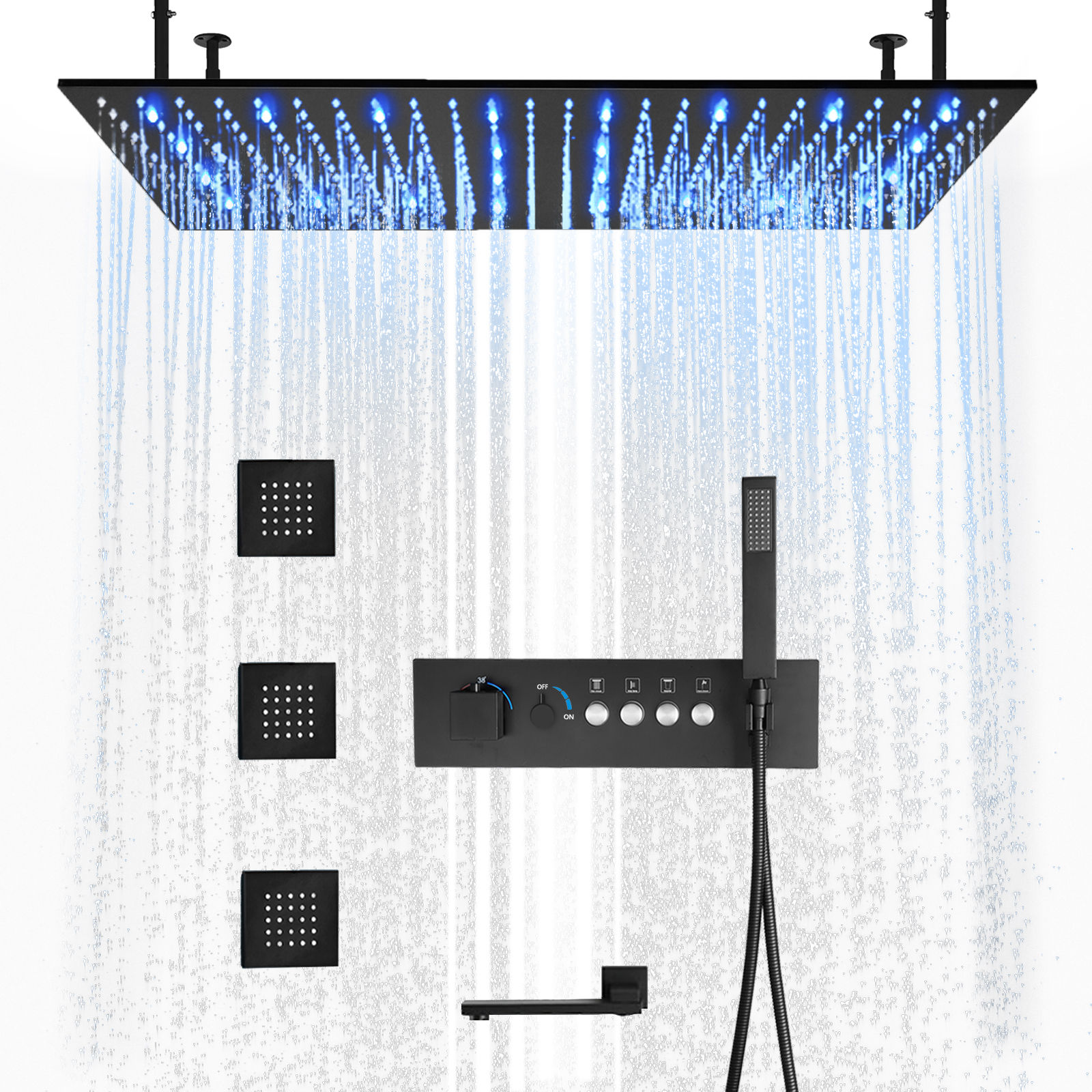 Water Flow Switch Constant Temperature Shower Valve Small Ceiling Rain Forest Water Faucet Kit with Hand -held Shower