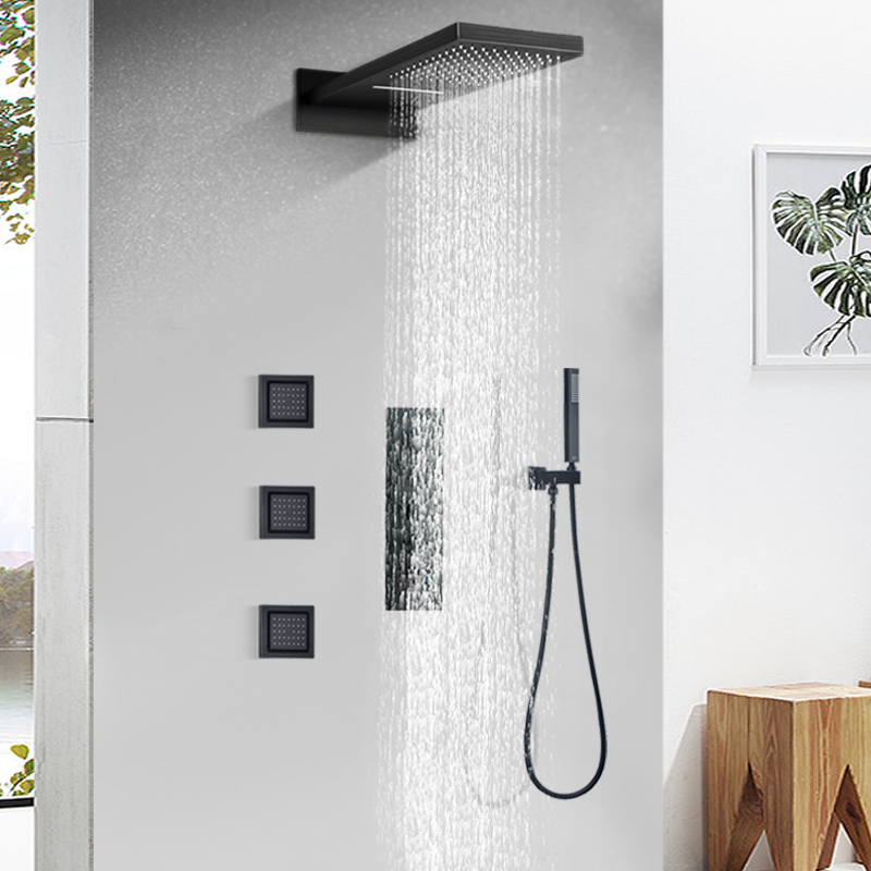 Bathroom Faucet Rain Shower Set Thermostatic Shower Black Shower Faucet System