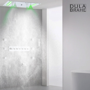 70X38 Cm Chrome Polished LED Luxury Bath Shower Mixer Waterfall Rainfall Panel Massage Shower Set