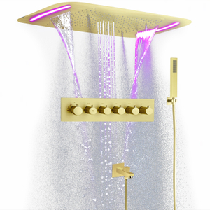 Darkweight Shower System Set LED Thermostat Bathroom Bathtub Shower Faucet Spray Shower Head System SPA