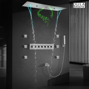 Brushed Mosaic Contemporary Style Rain LED Shower Set with Musical Shower Head