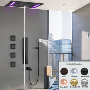 Multi -functional Matte Black Shower Kit Constant Temperature Mixer Embedded in LED Shower Bathroom Bathroom Faucet Brass