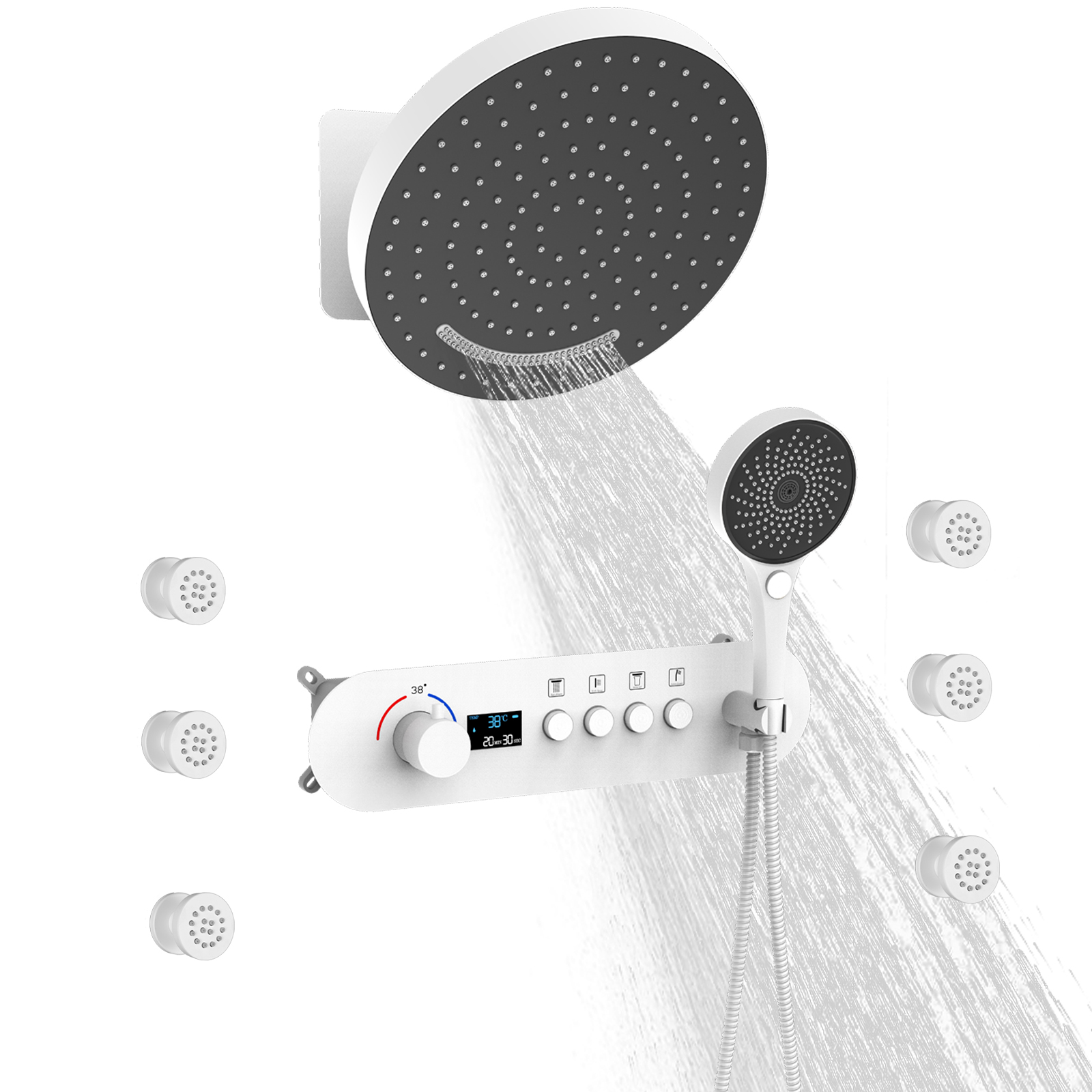 Modern Plate Shower System Flushing Shower Kit White Side Spray Bronze Shower Head