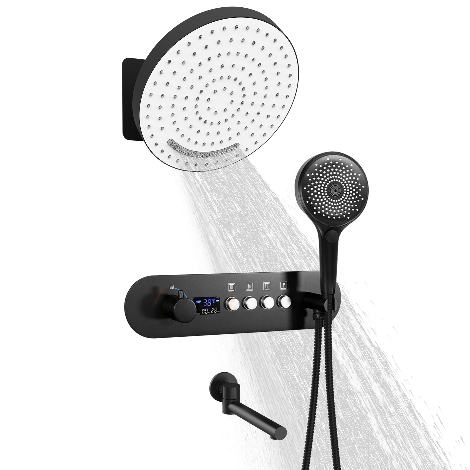 Wall Rainfall, Waterfall Shower System And Water Exit Constant Temperature Shower Mixer