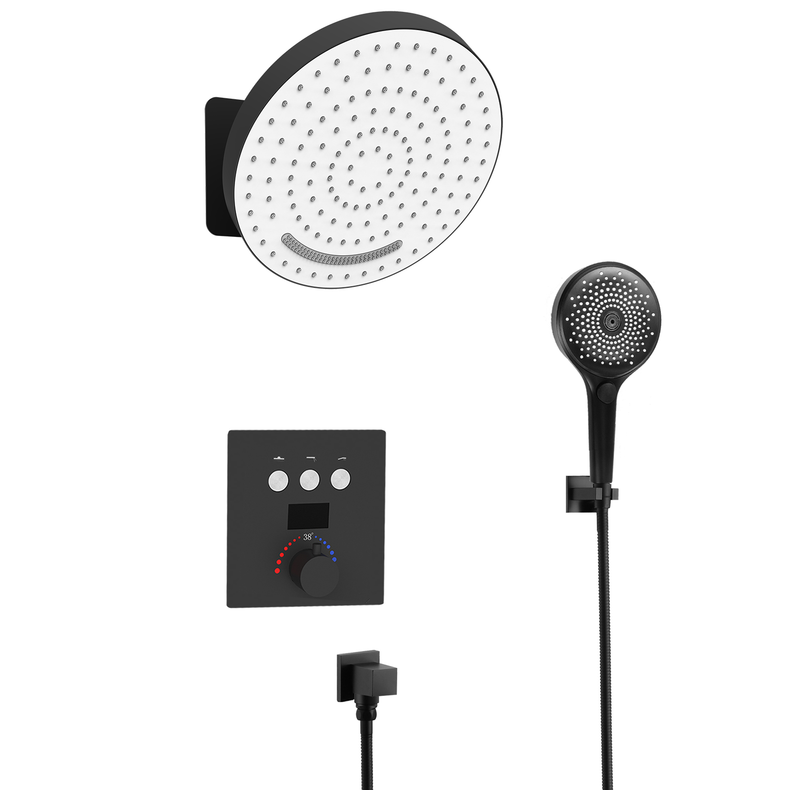 Bronze Shower Suite Rain Shower Thermostatic Black Tripper Bathroom Wall -mounted Bath Tank Shower Head System