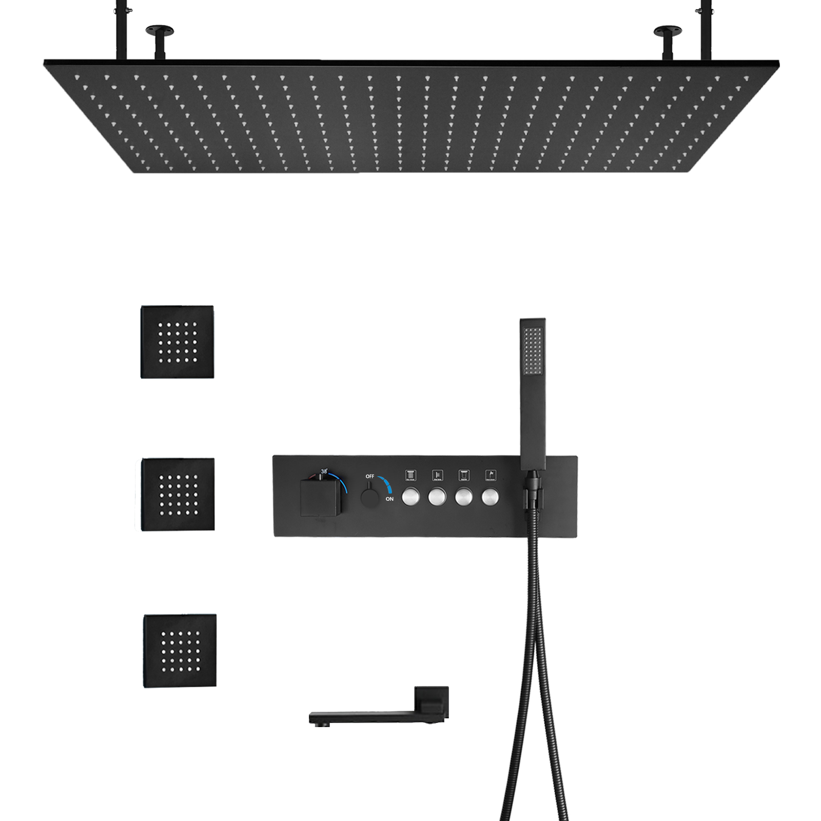 Water Flow Switch Constant Temperature Shower Valve Small Ceiling Rain Forest Water Faucet Kit with Hand -held Shower