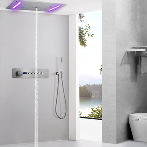 Multifunctional Bathroom Accessories Shower System Rain Mist SPA Hidden LED Brass Shower Head Rain Faucet Set