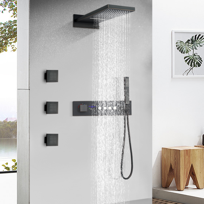 European Style High Quality Brass Rain Waterfall Shower Faucet Set With 3 Pcs 4 Inches Brass Body Jet