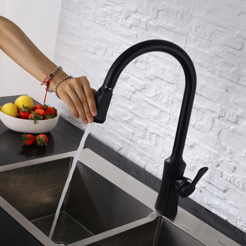Hot Sales Matte Black European Luxury Style Design Sink Basin Kitchen Taps Bifunctional Single Handle