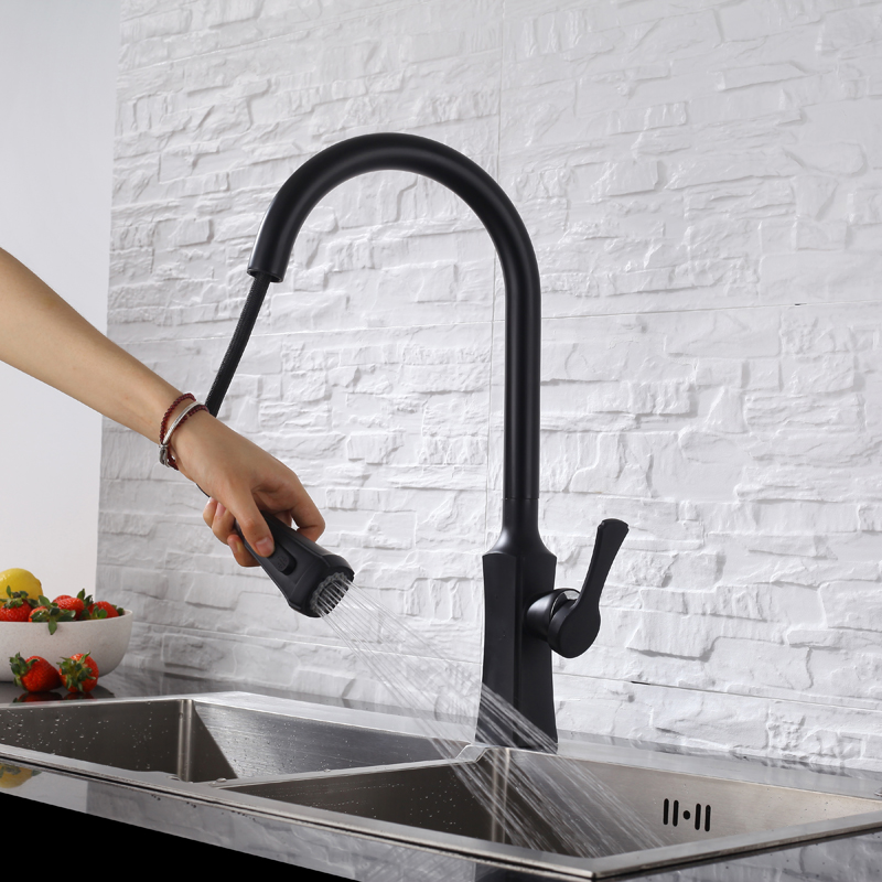 Hot Sales Matte Black Contemporary Luxury Sink Multifunctional Kitchen Mixer Single Handle
