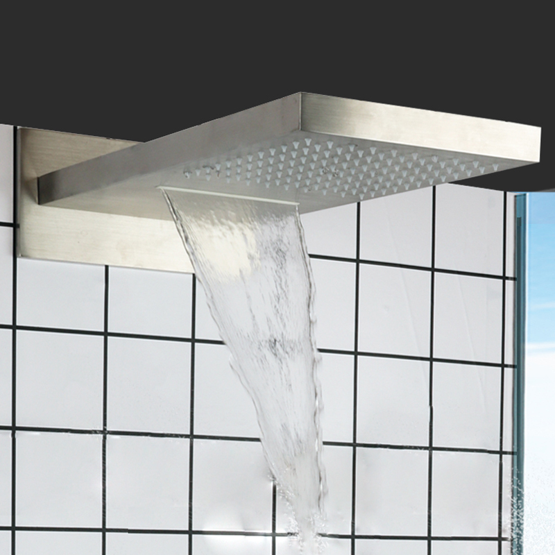 Brushed Nickel Bath Shower Faucets 50X23CM Bathroom In Wall Mounted Bifunctional Rainfall Waterfall Shower Head