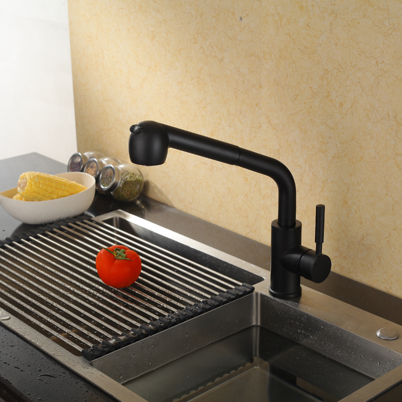 Hot Sales Matte Black Luxury Bifunctional Sink Contemporary Kitchen Taps Pull Out Single Handle