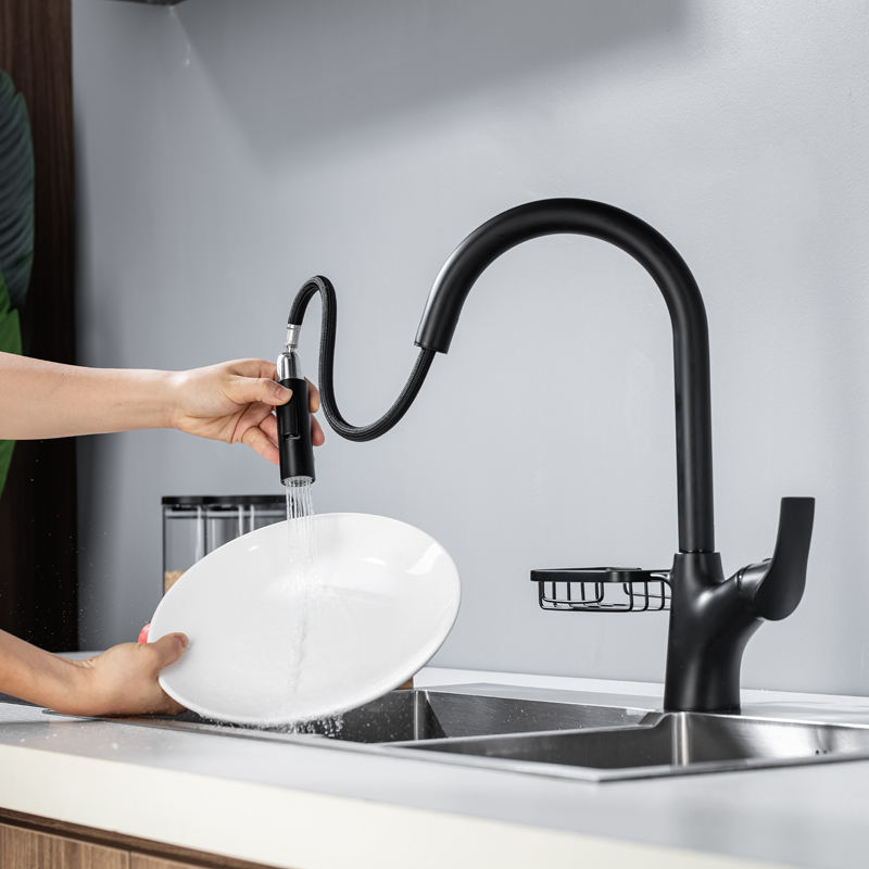 Hot Sales Matte Black Luxury Basin Sink Kitchen Taps Multifunctional Single Handle
