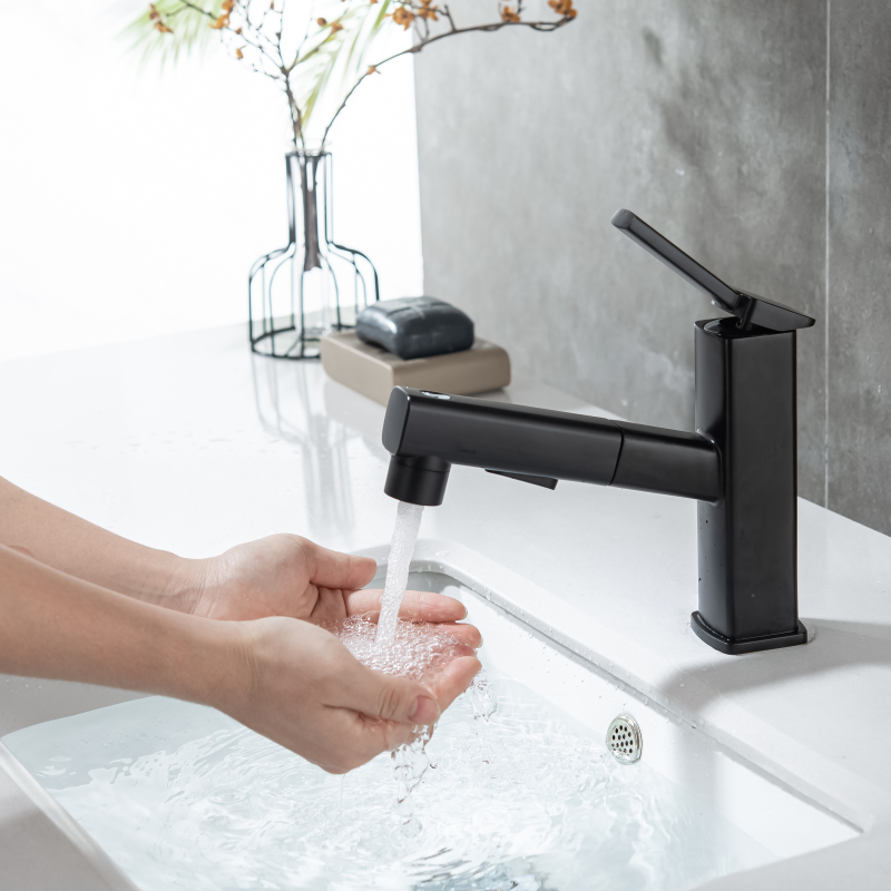 Matte Black Fashion Basin Faucet Sink Bathroom Single Handle Water Mixer