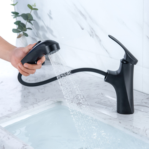 Single Handle Matte Black Basin Faucet With Full Out Double Water Functions Head Contemporary Sink Mixer
