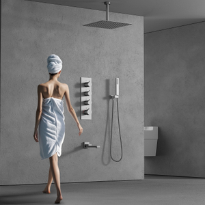 Ceiling Mount Panel Shower Mixer Set Bathroom Luxury Rain Mixer Shower Combo Set Rainfall Shower Head with Handheld