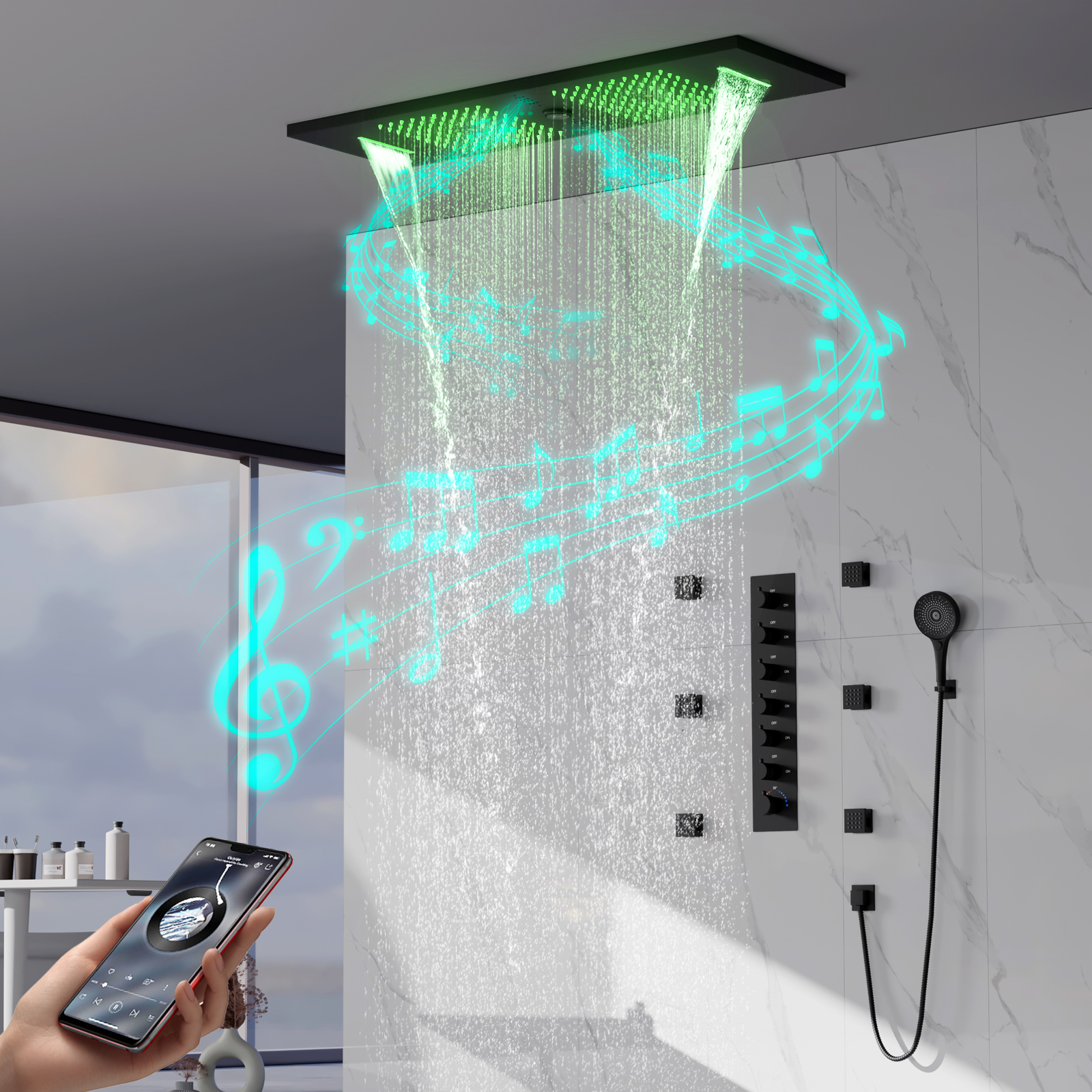led bluetooth shower head