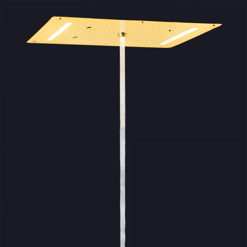 Gold Polished 70X38 CM Rain Shower Faucets LED Luxurious Bathroom Waterfall Bubble Atomizing Rainfall