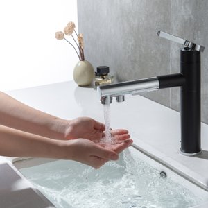 Fashion Black + Polished Basin Faucet Sink Bathroom Single Handle Water Mixer