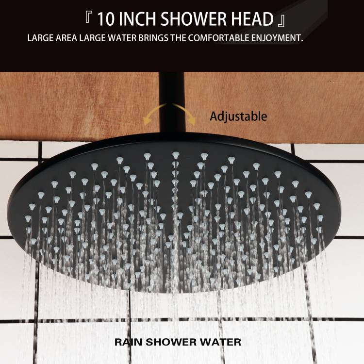 New Design Matte Black 25X25CM Shower Mixer Bathroom Hoisting Top-end Shower Rainfall