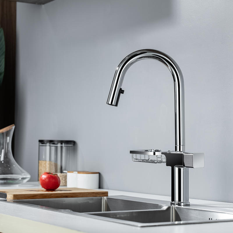 Hot Sales Chrome Polished Luxurious Modern Sink BasinKitchen Faucets Multifunctional Pull Out Single Handle