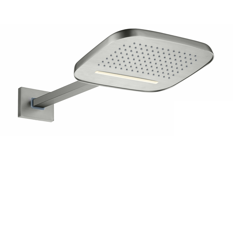 Brushed Nickel 25X20CM Shower Head Bathroom Wall Mount Bifunctional Rainfall Waterfall Shower