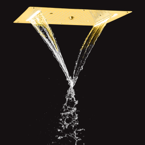 Gold Polished Shower Mixer 70X38 CM LED Luxury Bathroom Waterfall Rainfall Atomizing Bubble Spa Shower