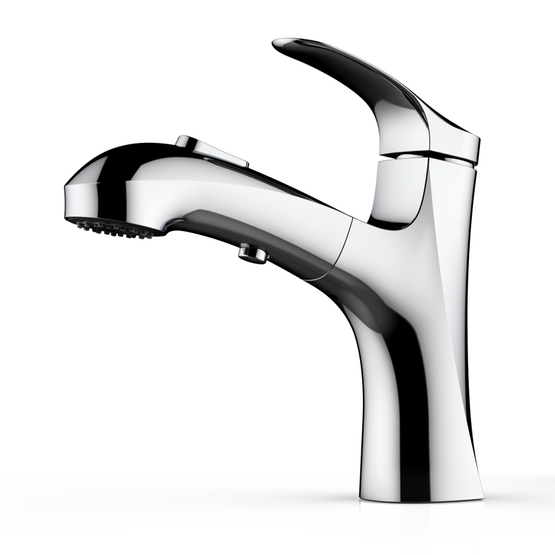 Single Handle Basin Faucet Chrome Polished Sink Mixer Full Out Double Water Functions Head Contemporary