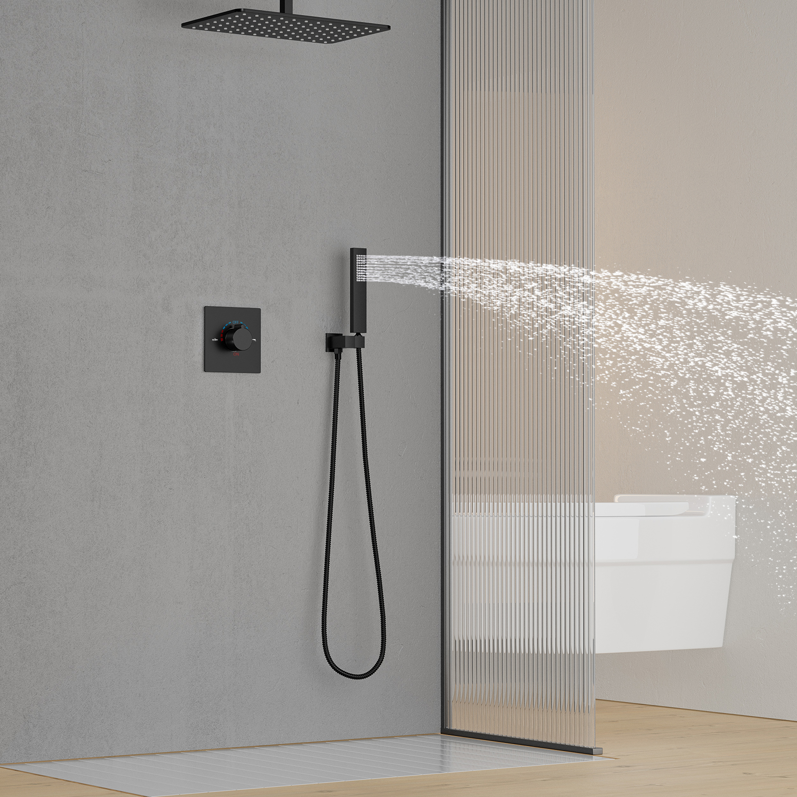 black shower head set
