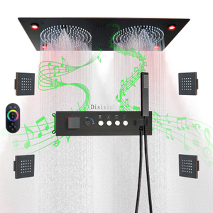 Ceiling Music LED Shower System 25*13 Inch Rain And Mist Shower Head Thermostatic Bathroom Shower Faucet Set