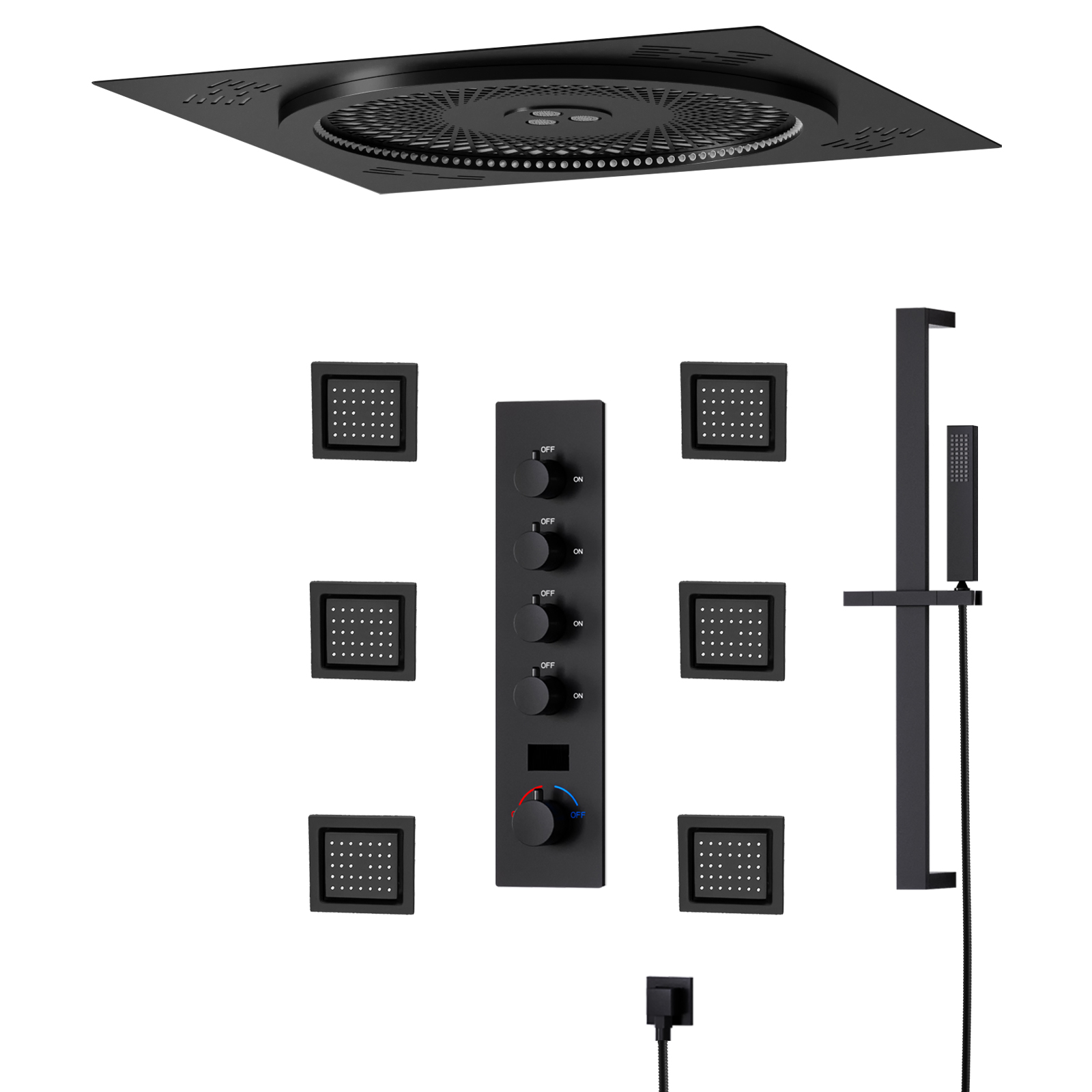 DULABRAHE's New Design Deluxe Digital Display 5-function Shower Head with LED And Music Shower Head Faucet