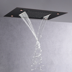 Oil Rubbed Bronze Shower Head 50X36 CM LED Bathroom Bifunctional Waterfall Rainfall With 3 Color Temperature Changing