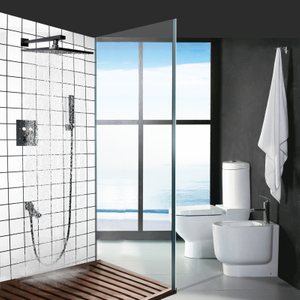 Matte Black Thermostatic Rainfall Shower Head Bathroom Shower Set Handheld Hydro Jet Massage