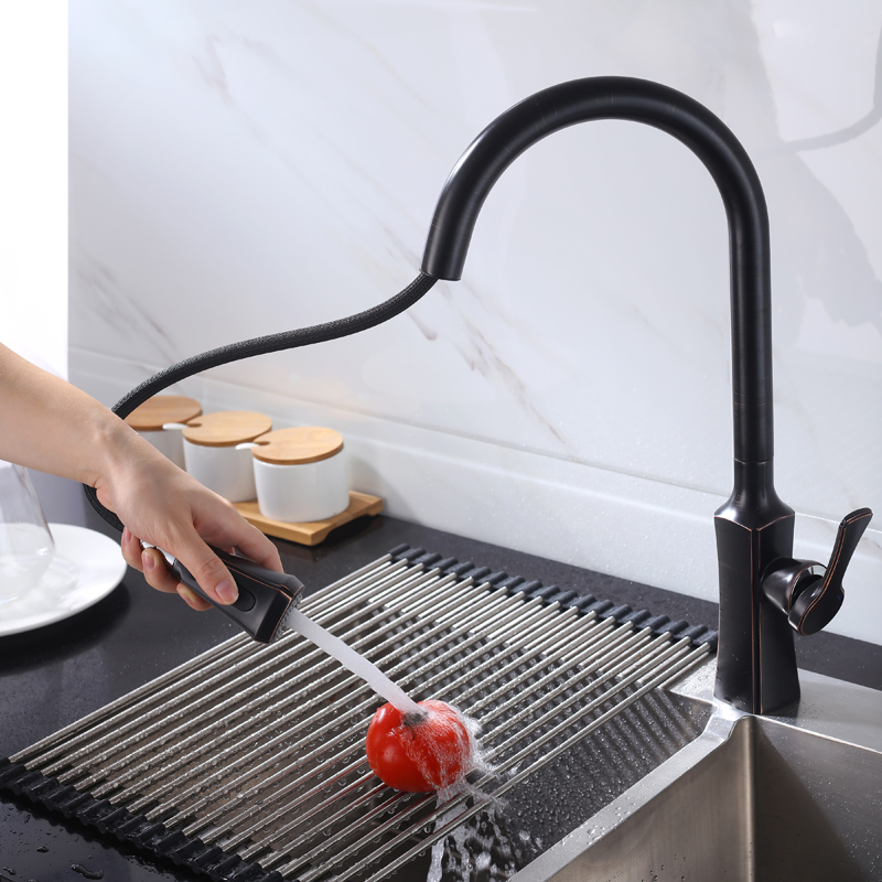 Contemporary Luxury Sink Oil Rubbed Bronze Bifunctional Kitchen Taps Single Handle