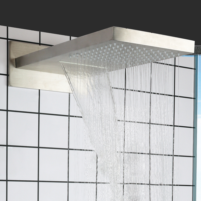 Brushed Nickel Bath Shower Faucets 50X23CM Bathroom In Wall Mounted Bifunctional Rainfall Waterfall Shower Head