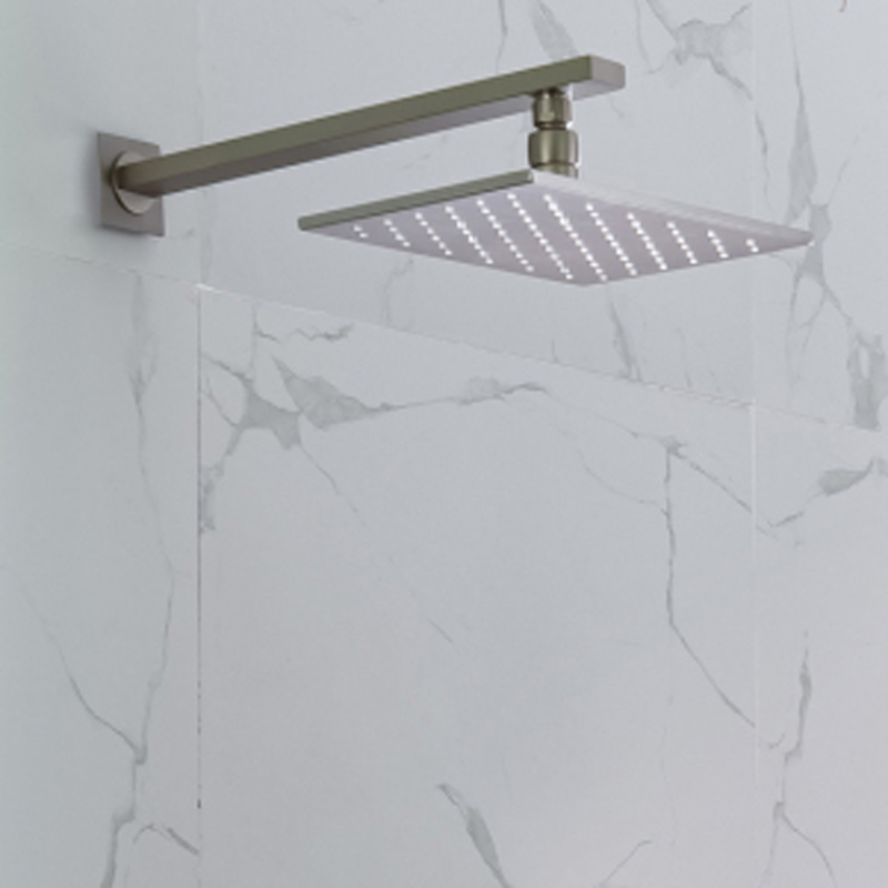 Brushed Nickel 28X18CM Shower Head LED 3 Color Temperature Changing Bathroom Wall Mount Rainfall Shower
