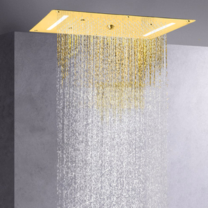 Ti Gold Shower Head 70X38 CM LED Luxury Design Bath Spa Shower Waterfall Rainfall Atomizing Bubble
