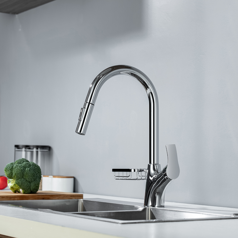 Chrome Polished Contemporary Luxury Multifunctional Single Handle Basin Sink Kitchen Faucets