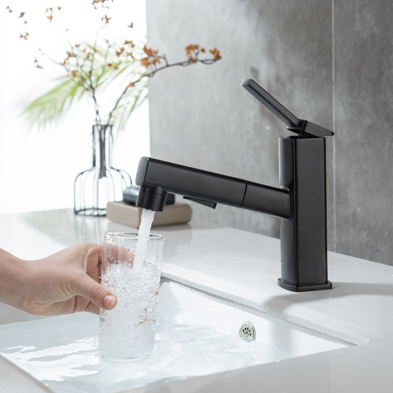 Matte Black Fashion Basin Faucet Sink Bathroom Single Handle Water Mixer